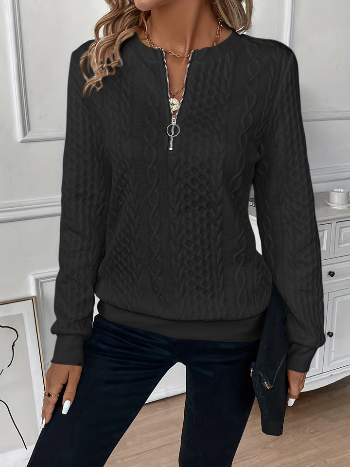 Charlyn™ - Elegant Zipper V-Neck Long Sleeve Sweatshirt