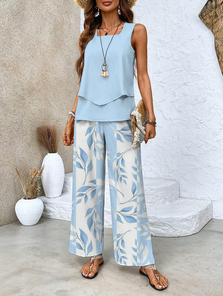 Blake™ - Sleeveless Top and Wide Leg Pants Outfit Set