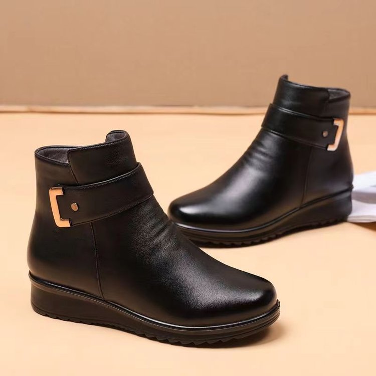 Khalil™ - Women's Metal Buckle Leather Waterproof Boots