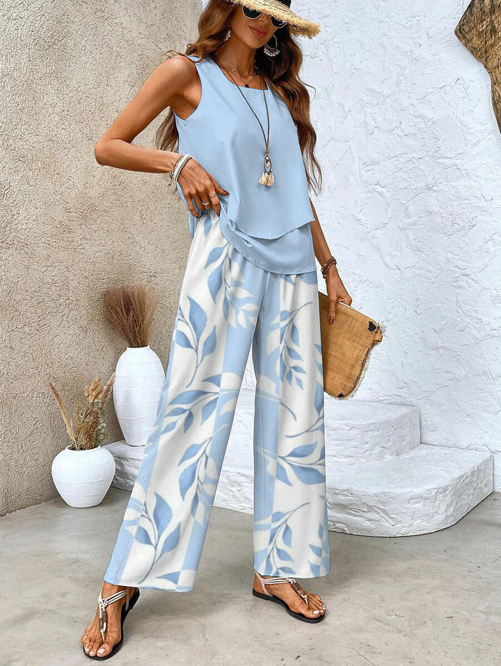 Blake™ - Sleeveless Top and Wide Leg Pants Outfit Set