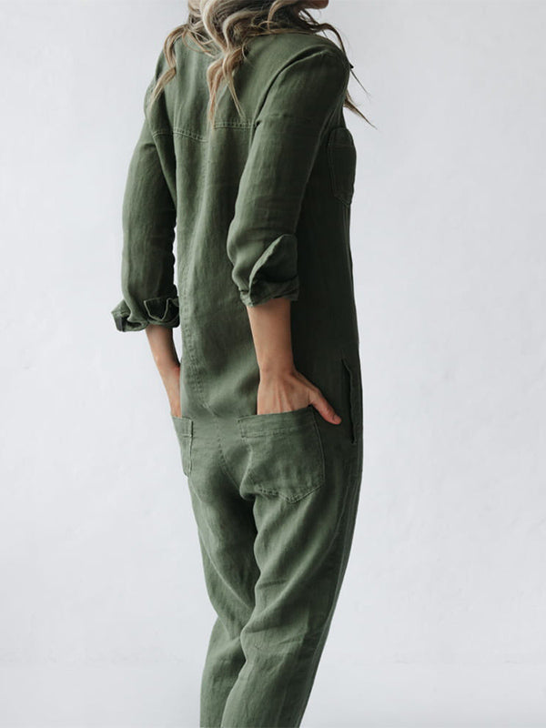 Amara™ - Buttoned Casual Long-Sleeved Jumpsuit