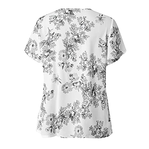 Lexi™ - Blouses for Women Dressy Casual Crewneck Short Sleeve T Shirts Summer Elegant Floral Printed Cardigan Two Piece Tops