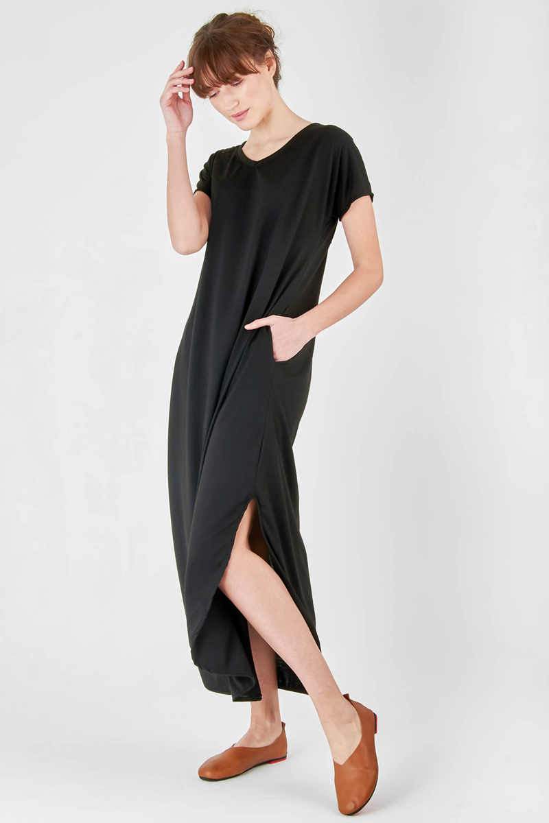 Zania™ - Side Slit Maxi Dress with Pockets