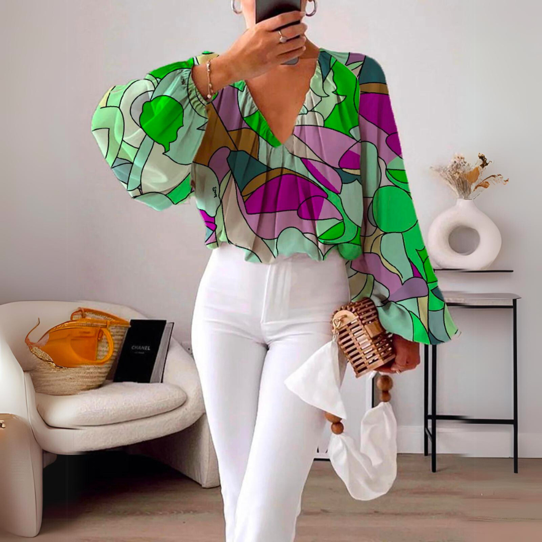 Tyla™ - Elegant Colorful V-Neck Blouse