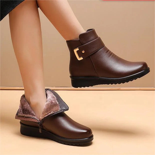 Khalil™ - Women's Metal Buckle Leather Waterproof Boots