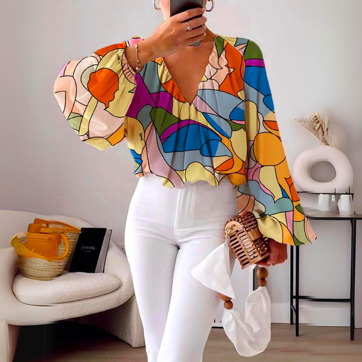 Tyla™ - Elegant Colorful V-Neck Blouse