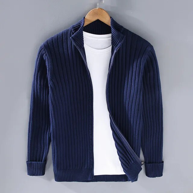 Franky™ - Ribbed Fabric Cotton Zip-Up Sweater