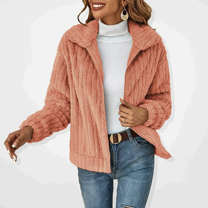 Catriona™ | Casual Plush Fabric Ribbed Cardigan