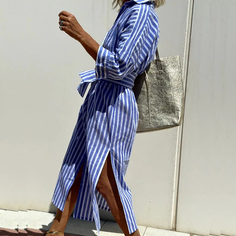 Ramona™ - Stylish Trendy Striped Shirt Dress