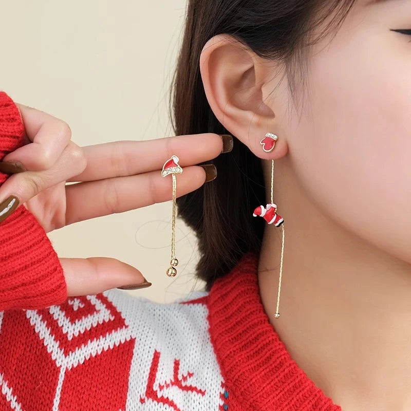 FrostCharm Long Christmas Drop Earrings