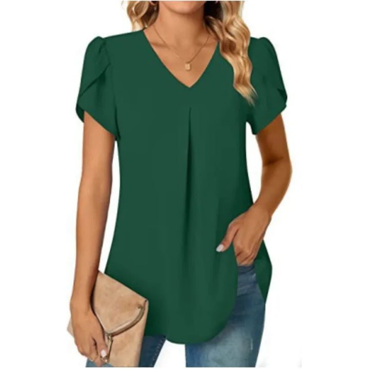 Sabrina™ - Women's V-Neck Half Long Shirt