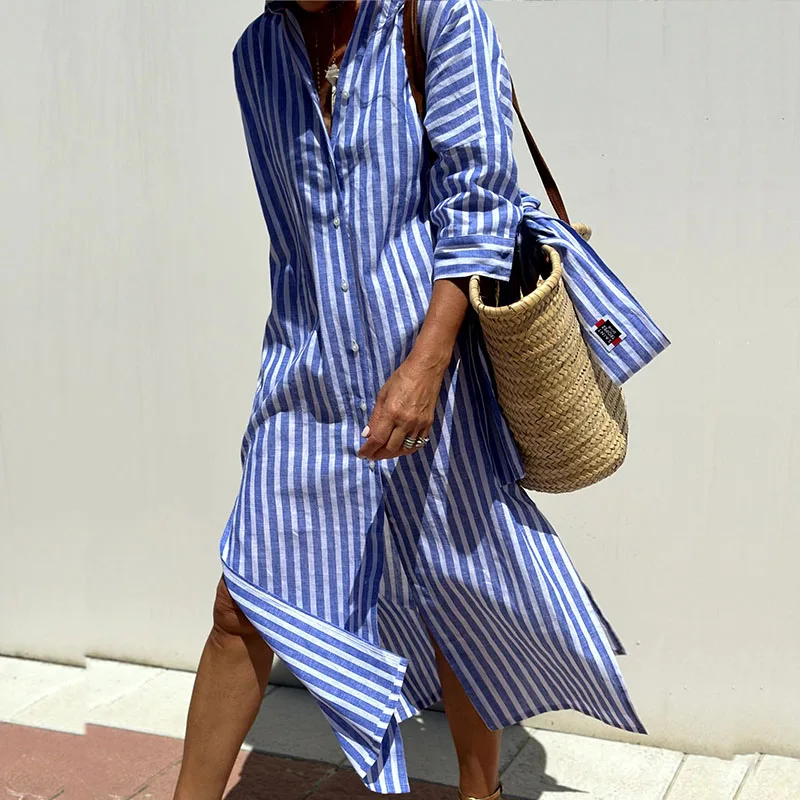 Ramona™ - Stylish Trendy Striped Shirt Dress