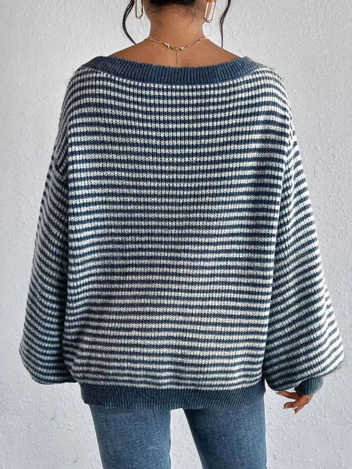 Off-Shoulder Sweater with Lantern Sleeves