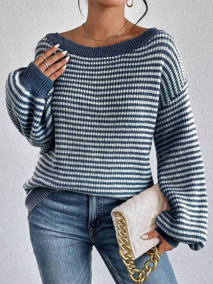 Off-Shoulder Sweater with Lantern Sleeves