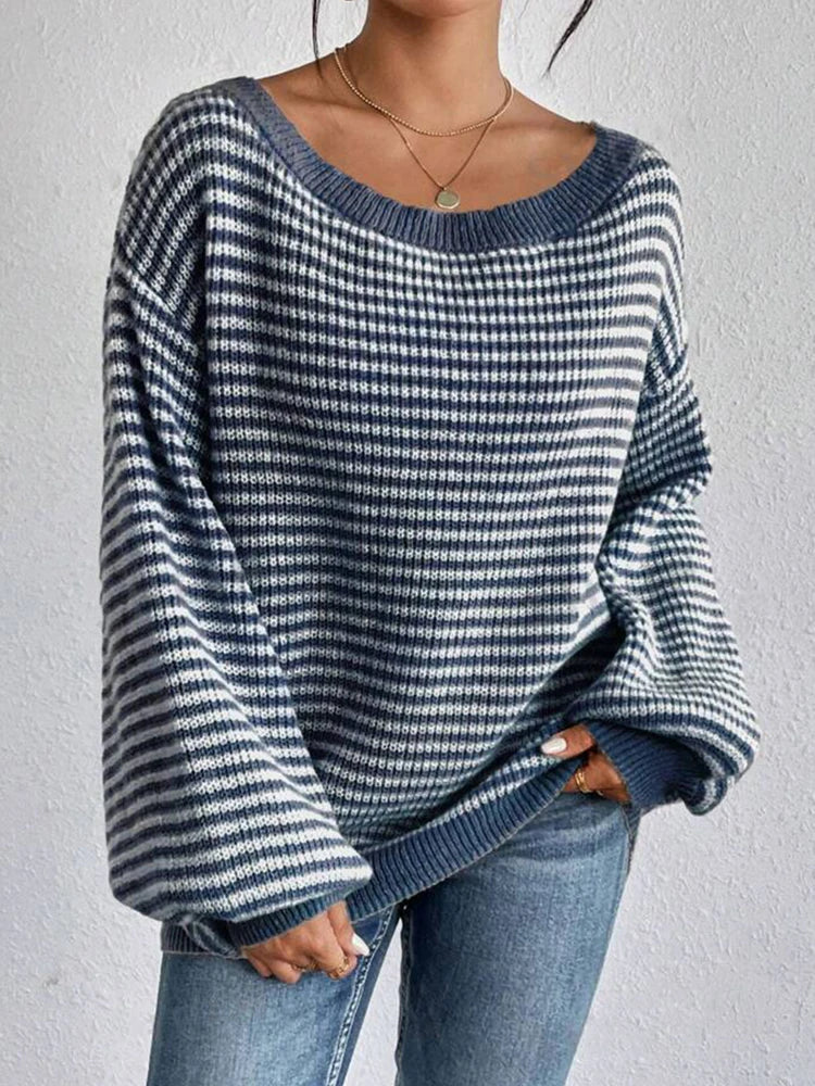 Off-Shoulder Sweater with Lantern Sleeves