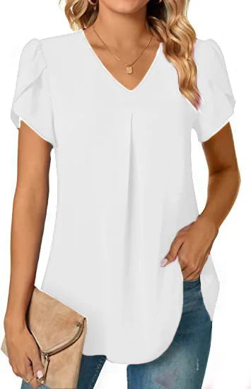 Sabrina™ - Women's V-Neck Half Long Shirt