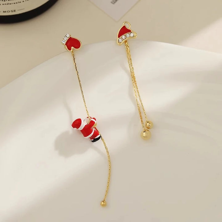 FrostCharm Long Christmas Drop Earrings