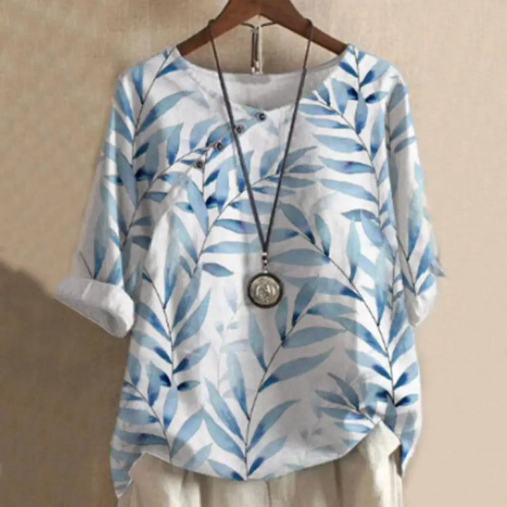 Priscilla™ - Women's Stylish Retro Leaf Print With Button Shirt