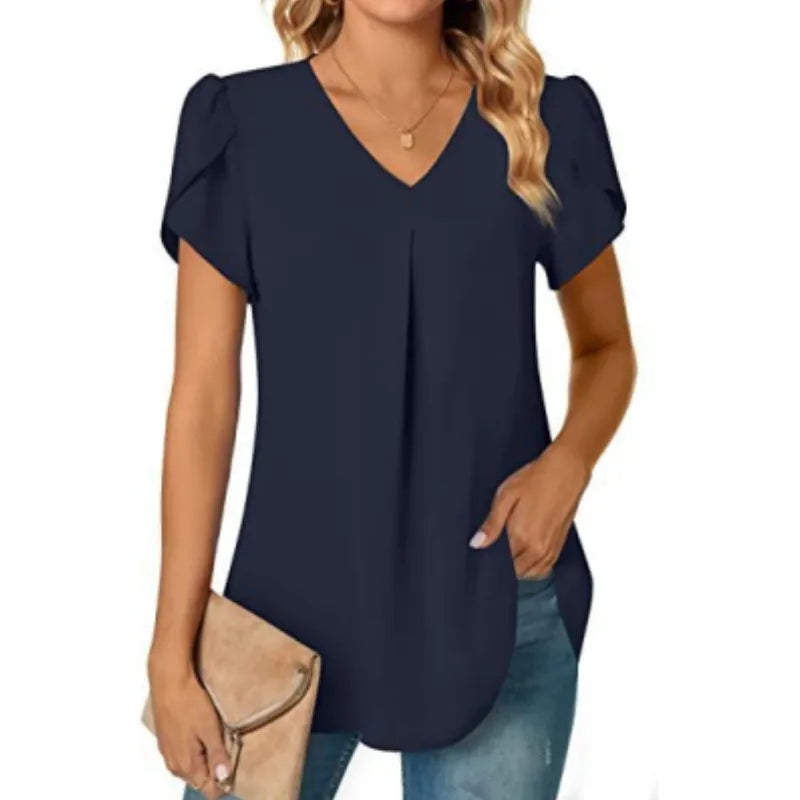 Sabrina™ - Women's V-Neck Half Long Shirt