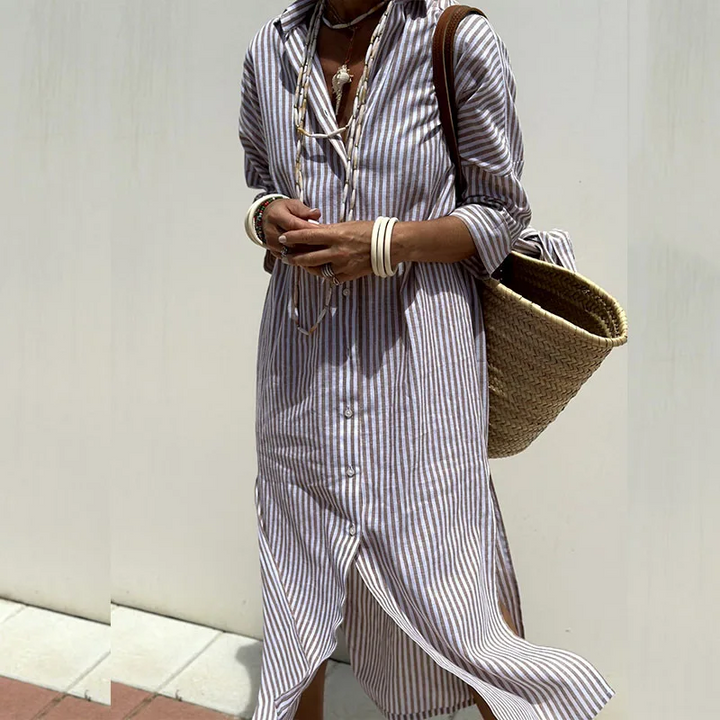 Ramona™ - Stylish Trendy Striped Shirt Dress