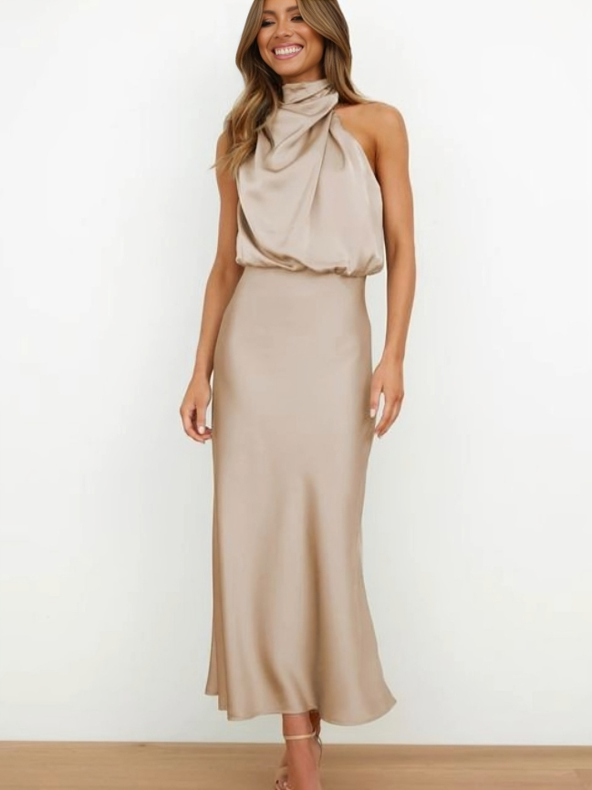 Shanie™ - Elegant Long Satin Dress