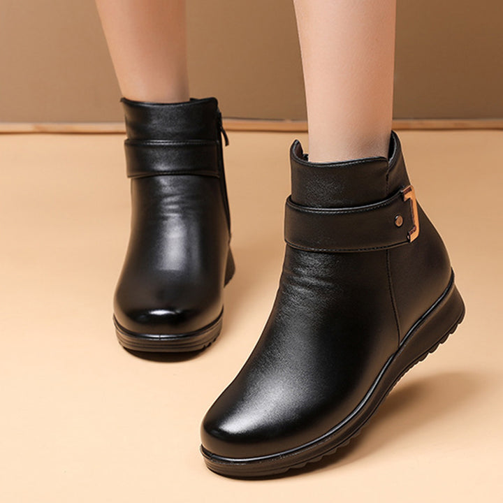 Khalil™ - Women's Metal Buckle Leather Waterproof Boots