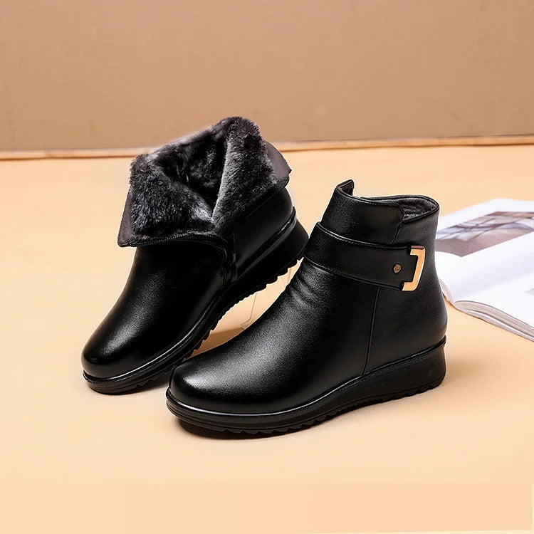 Khalil™ - Women's Metal Buckle Leather Waterproof Boots