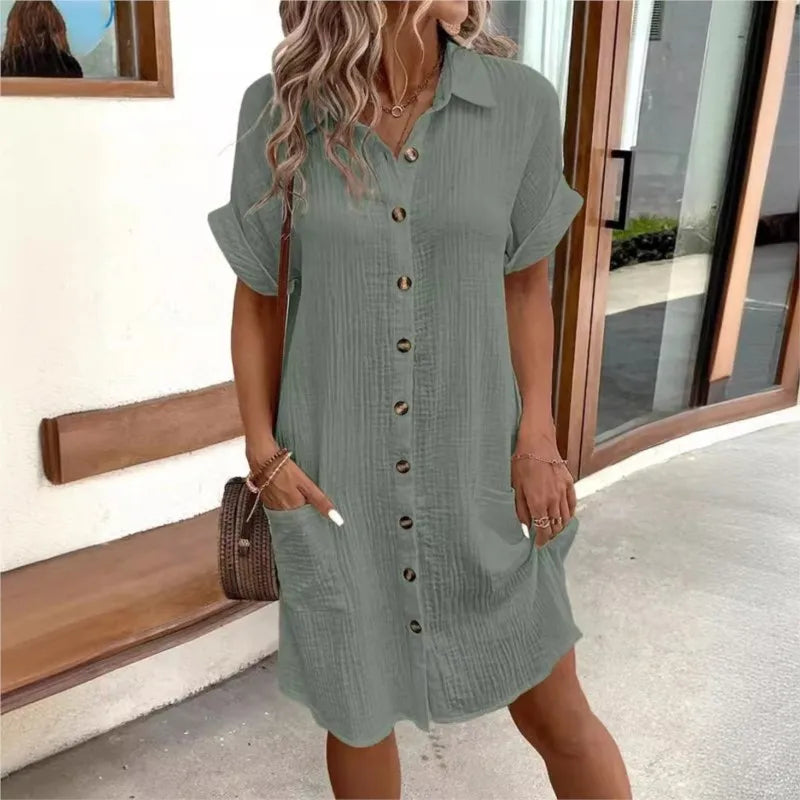 Breya™ -  V-neck Short Sleeved Dress