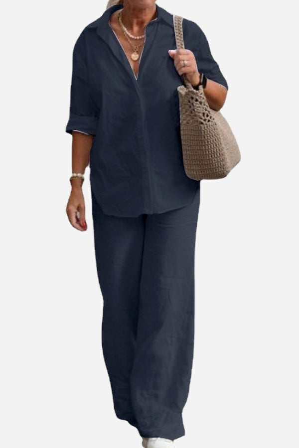 Luciana™ - Relaxed Shirt & Trousers Two-Piece Set