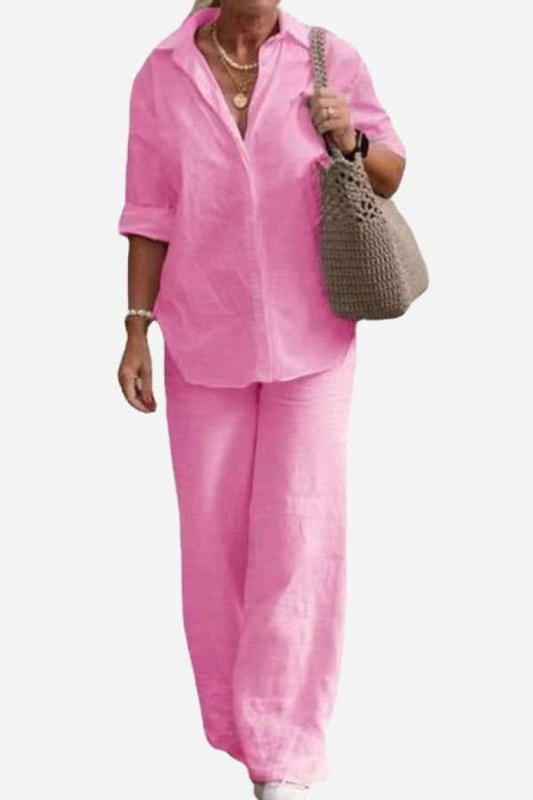 Luciana™ - Relaxed Shirt & Trousers Two-Piece Set