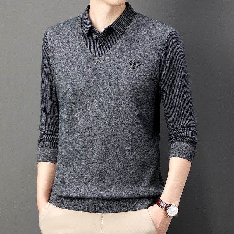 Alden™ - Men's Faux 2 Piece Knit Shirt