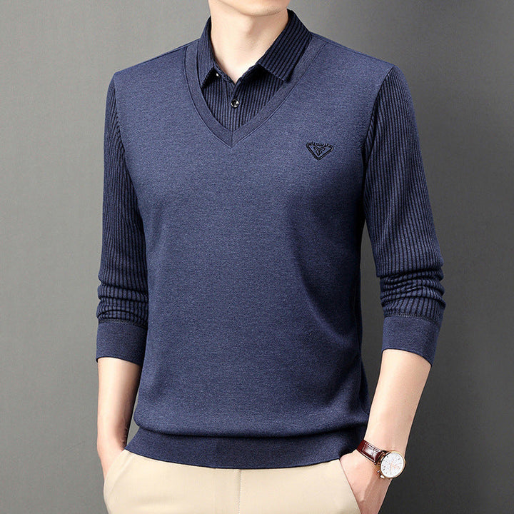 Alden™ - Men's Faux 2 Piece Knit Shirt