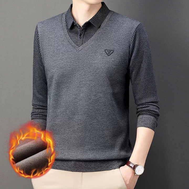 Alden™ - Men's Faux 2 Piece Knit Shirt