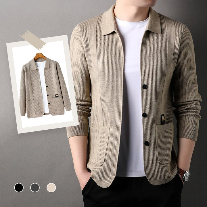 Jeri™ - Men's Lapel Knitted Long Sleeve Coat