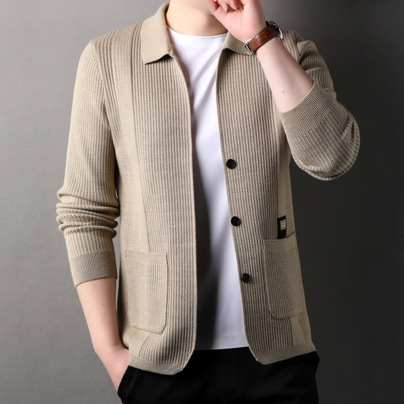 Jeri™ - Men's Lapel Knitted Long Sleeve Coat