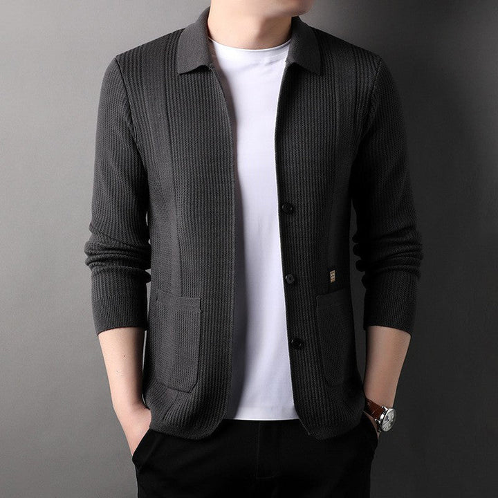 Jeri™ - Men's Lapel Knitted Long Sleeve Coat